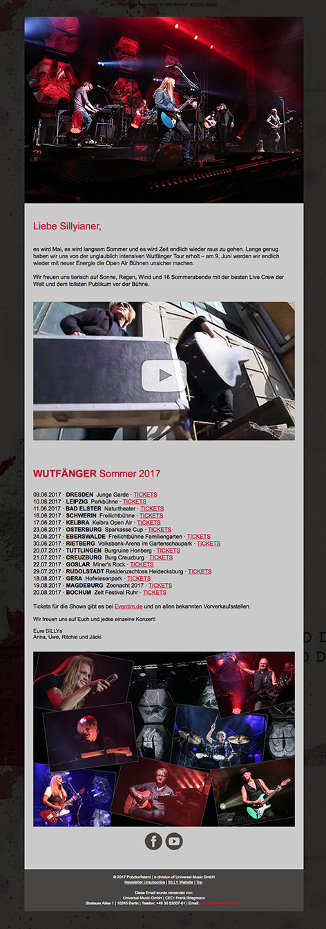 Newsletter SILLY / WUTFÄNGER Open Air 2017