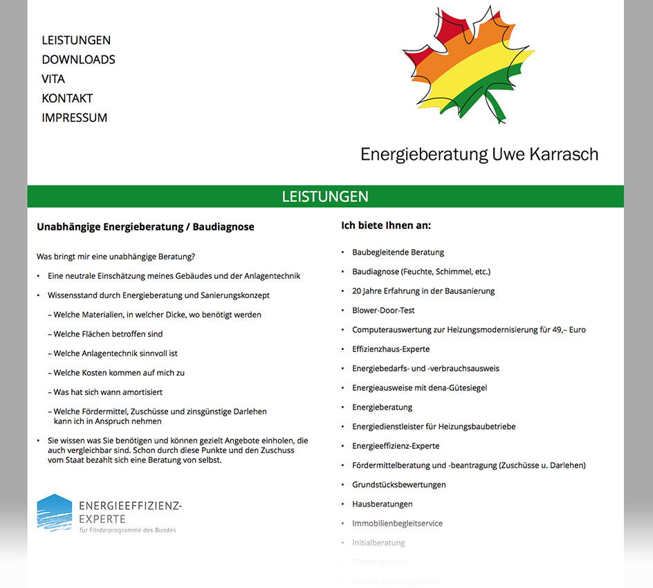 Webseite Energieberatung Uwe Karrasch